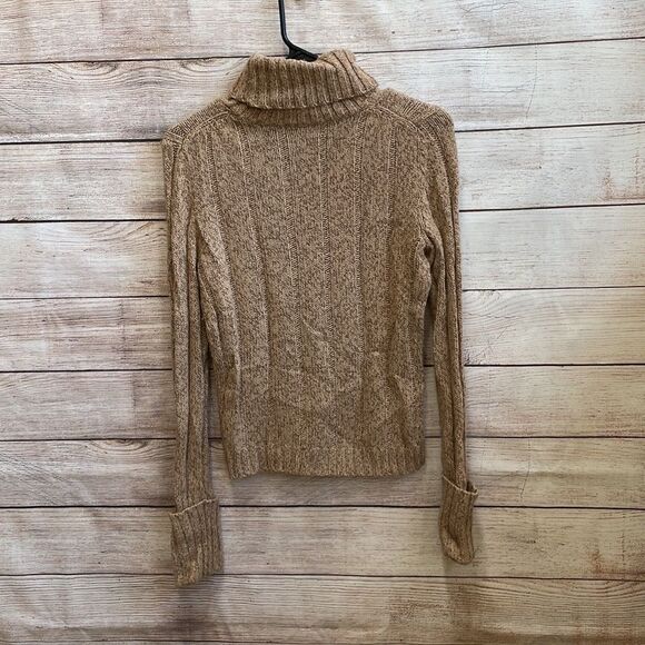 EXPRESS WOOL BLEND TURTLENECK SWEATER IN TAN - Picture 4 of 5